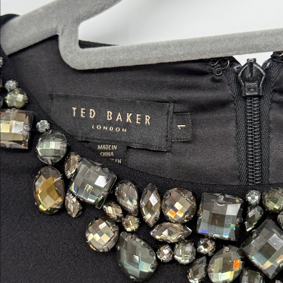 Ted Baker London Embellished Jeweled Black Bodycon Dress Size 1 - Picture 6 of 9